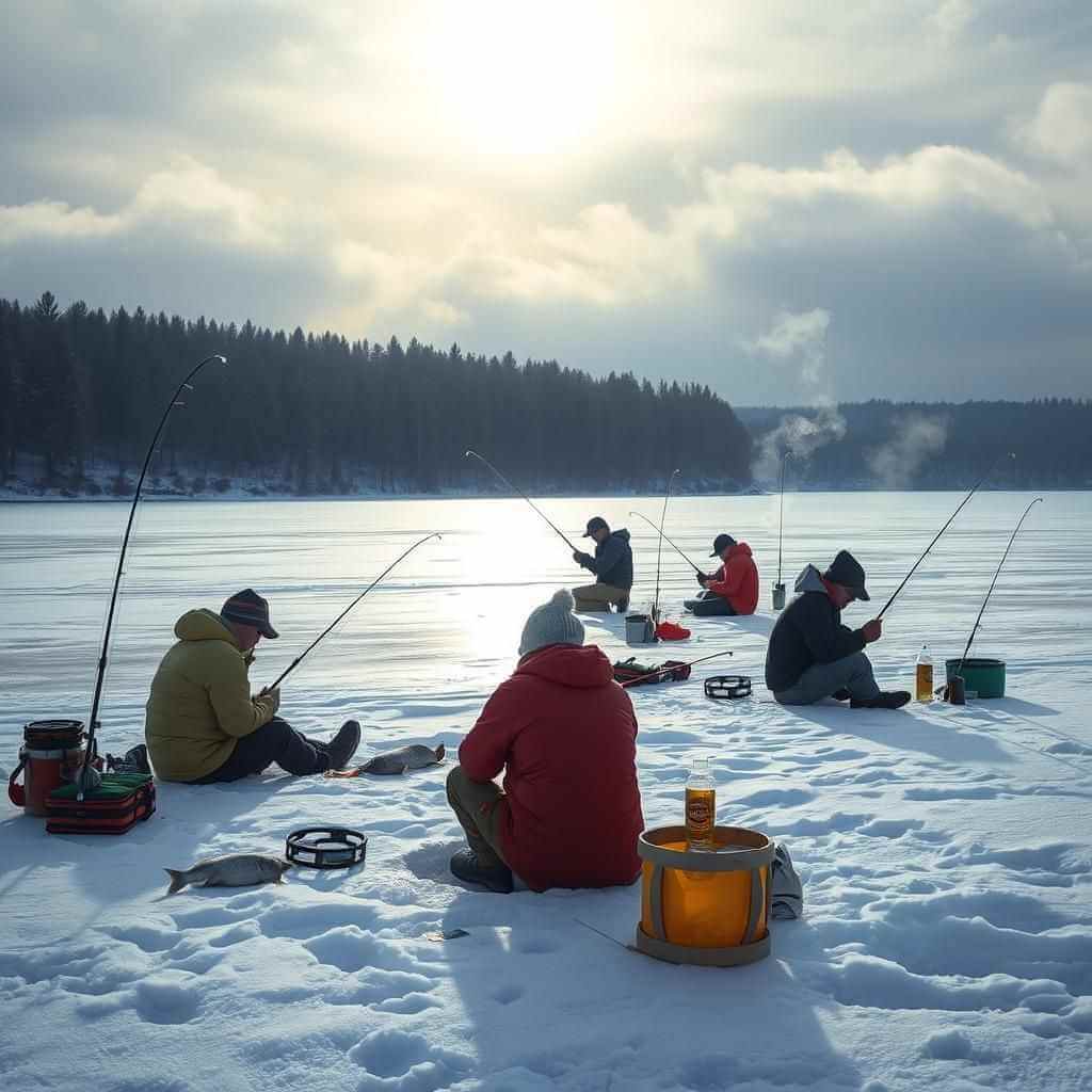 Корпоративный ивент по зимней рыбалке на льду